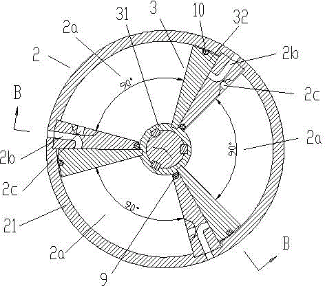 Pneumatic actuator for angular travel valve