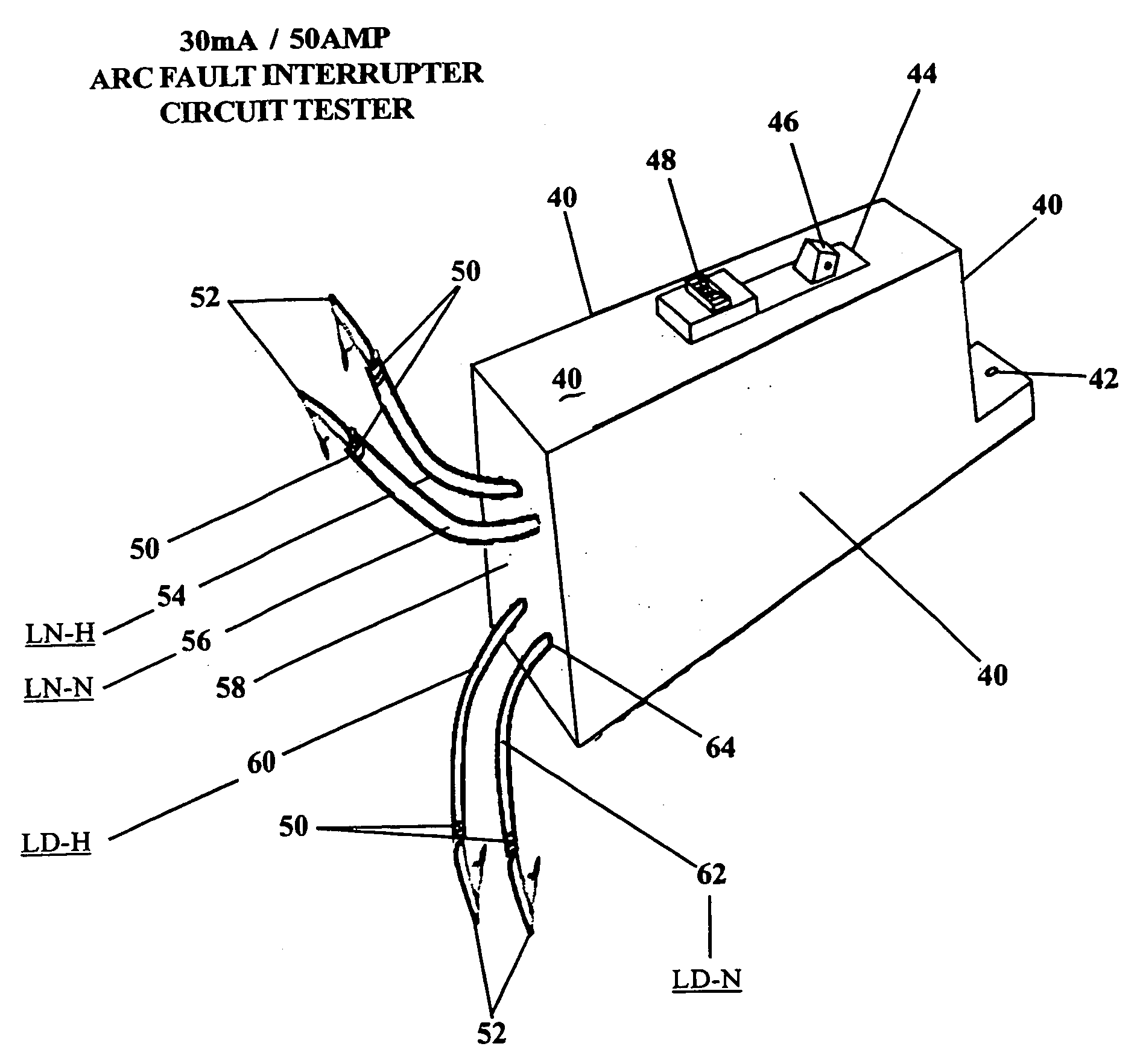 Arc fault and ground fault circuit interrupter tester apparatus and method