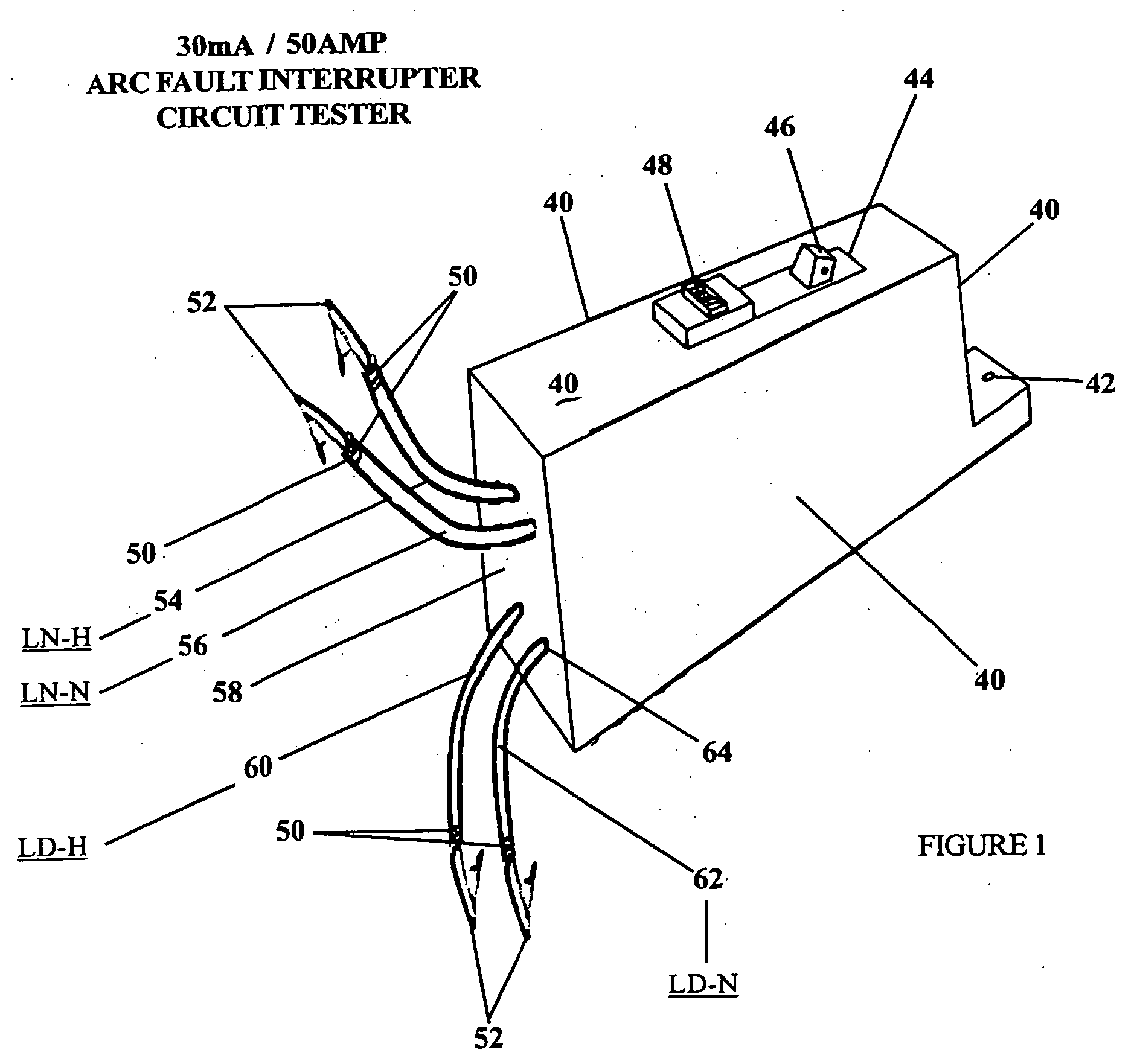 Arc fault and ground fault circuit interrupter tester apparatus and method