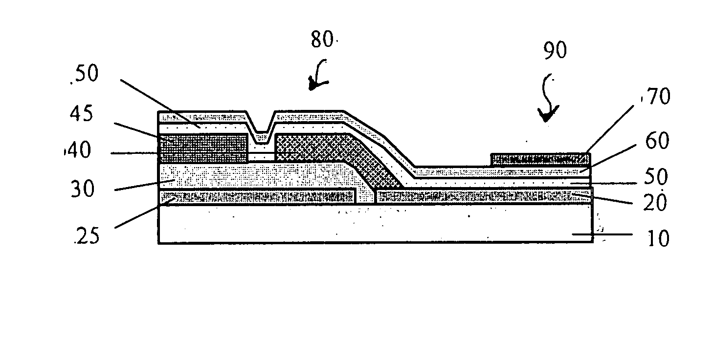 Device having an organic transistor integrated with an organic light-emitting diode's heterojunctions