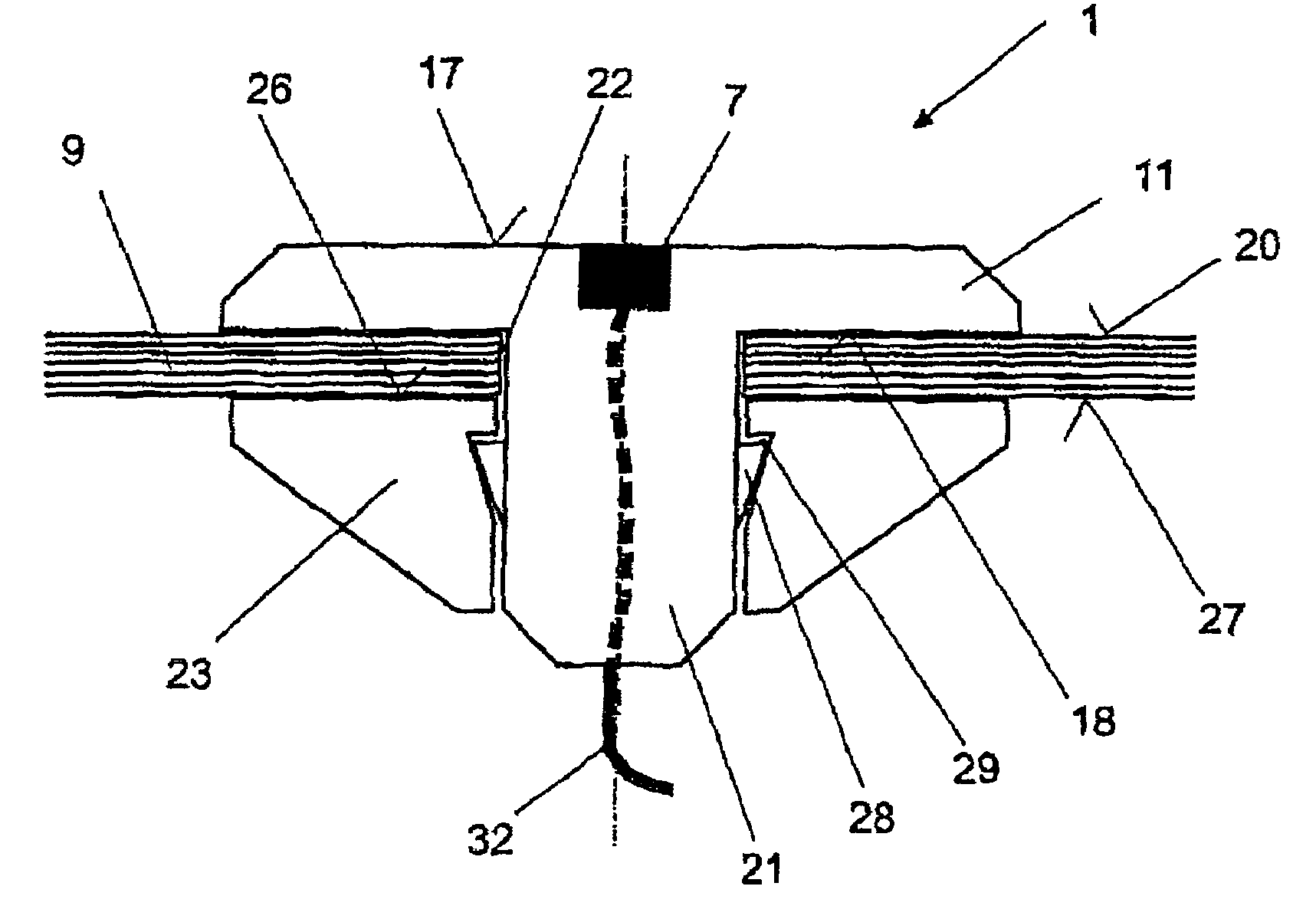 Device for fastening a sensor on containers