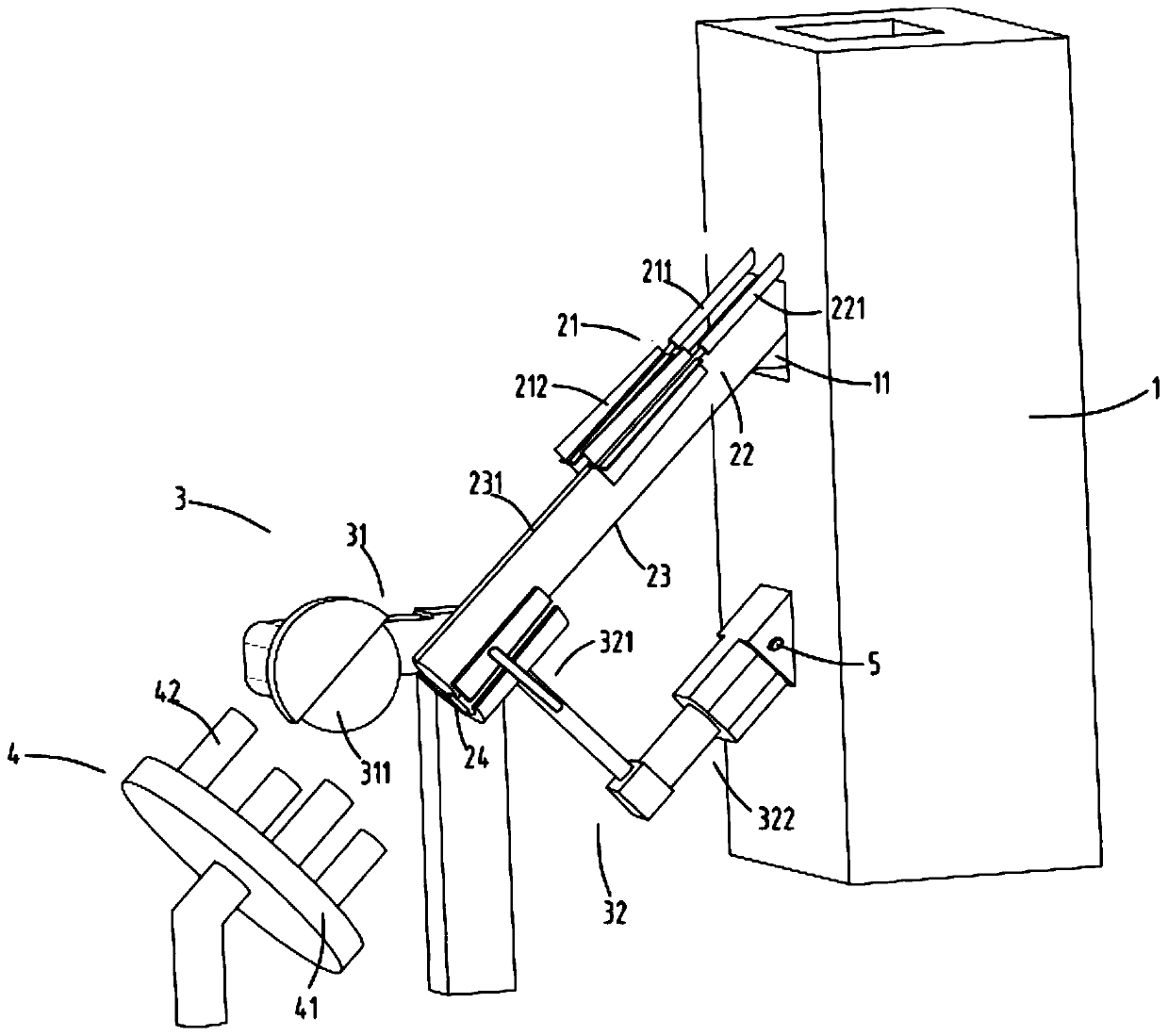 A ring opening two-way toggle arrangement and grinding device