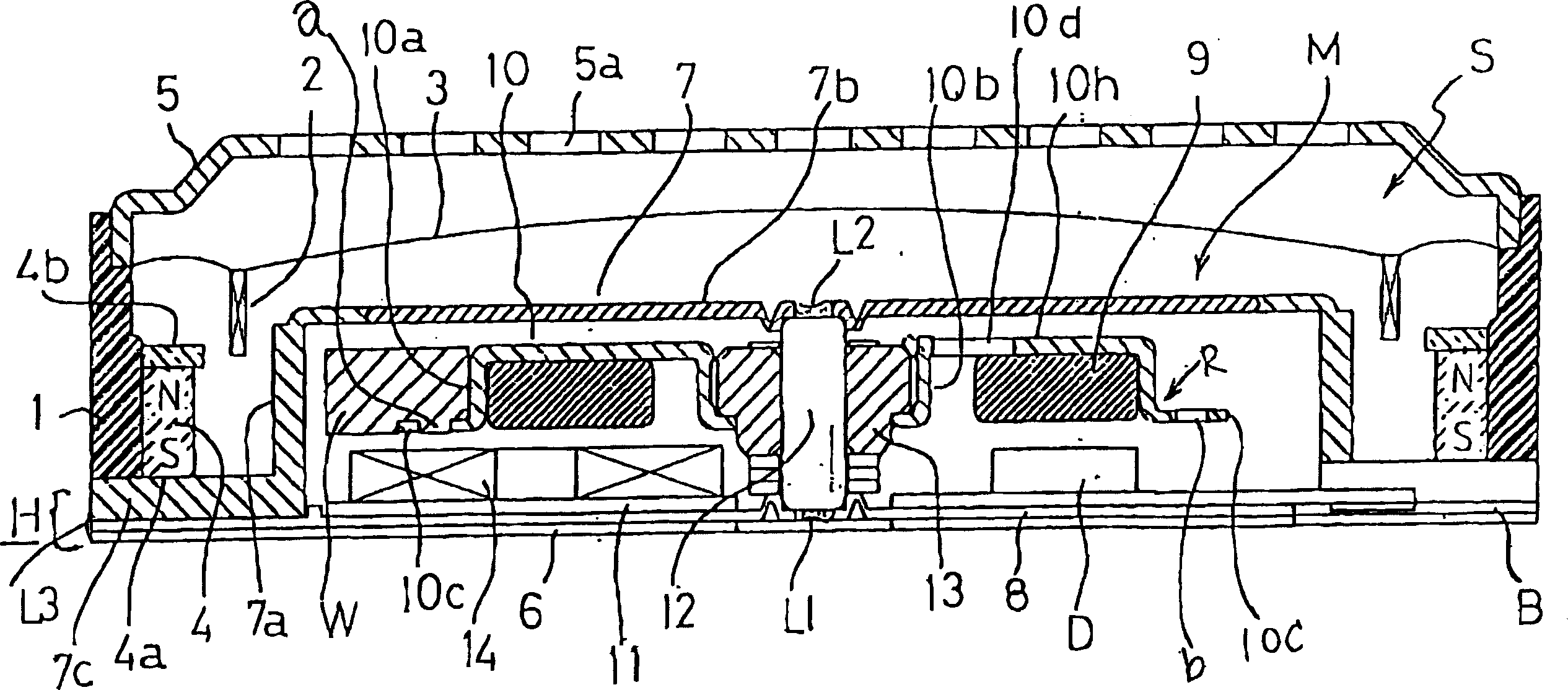 Electromagnetic sound exchanger of flat vibration brushless motor