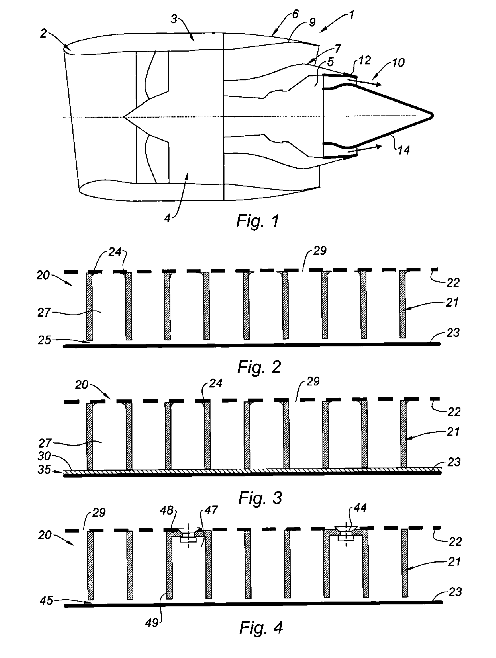 Acoustic panel for an ejector nozzle