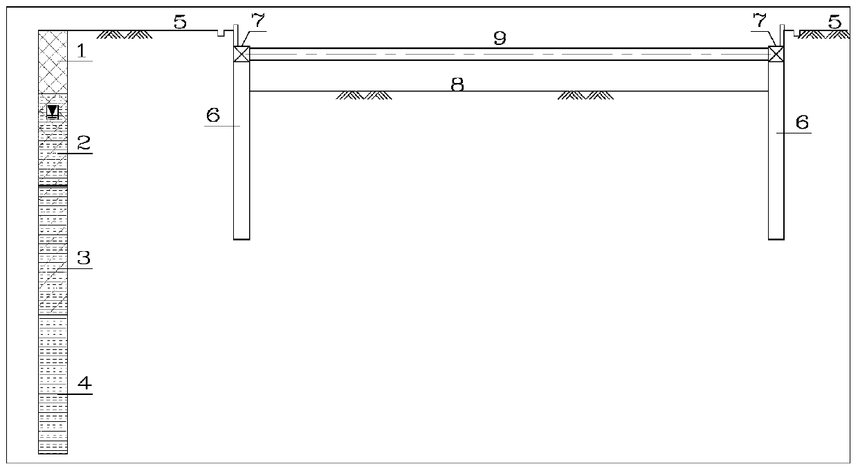 Design method of subway foundation pit end-suspended pile enclosing structure in rock stratum with soft upper portion and hard lower portion