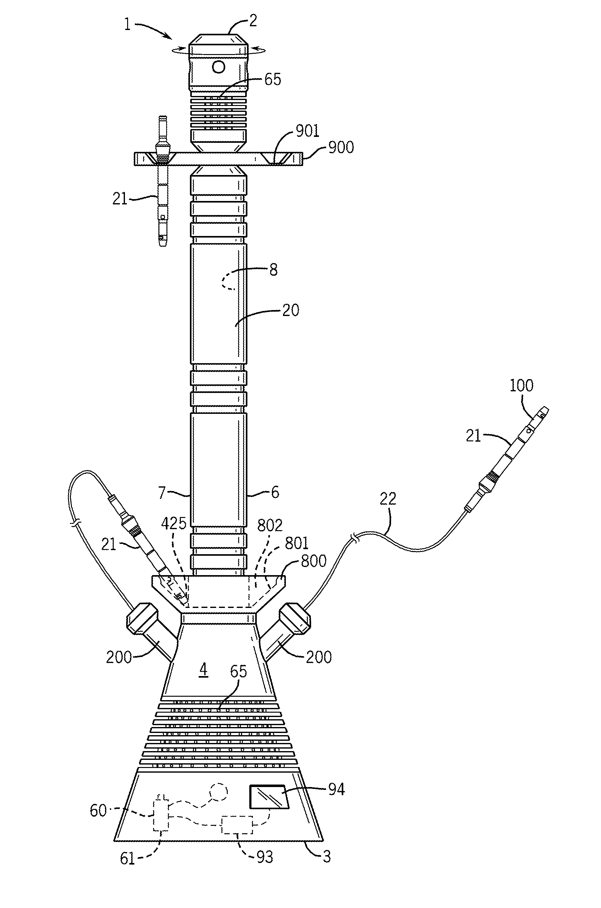 Waterless electronic hookah machine