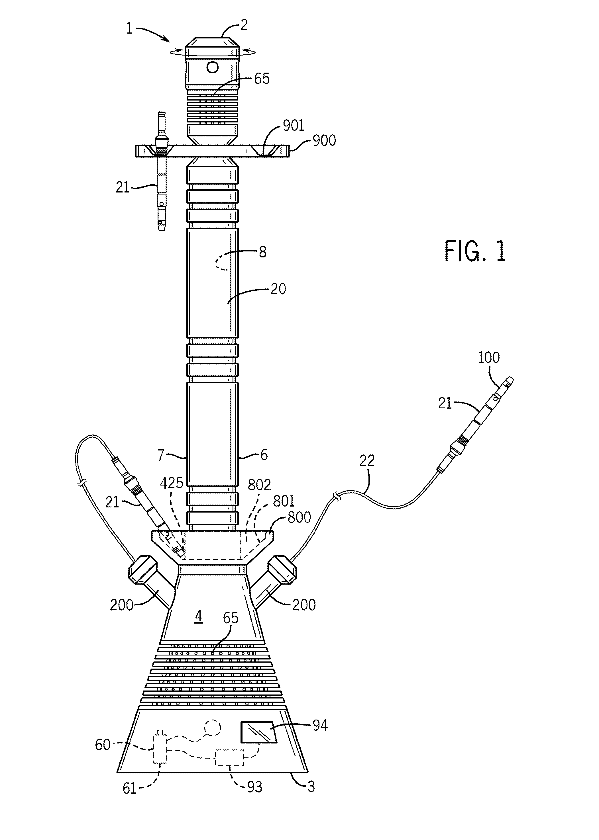 Waterless electronic hookah machine