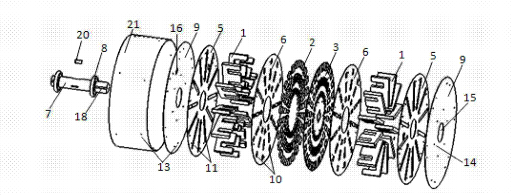 Disc type three-phase magnetic gathering type transverse magnetic field permanent magnet motor