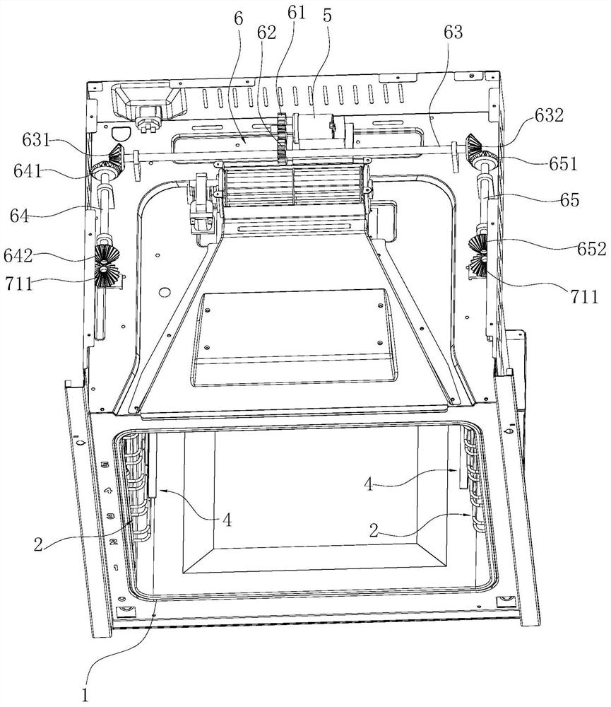 Oven with liftable baking tray