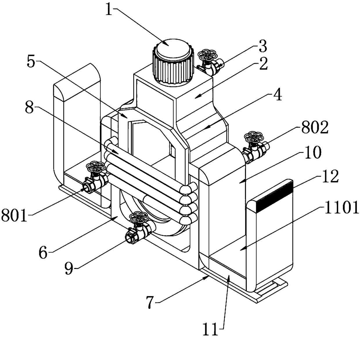 Oil mist environment test box exhaust gas treatment device