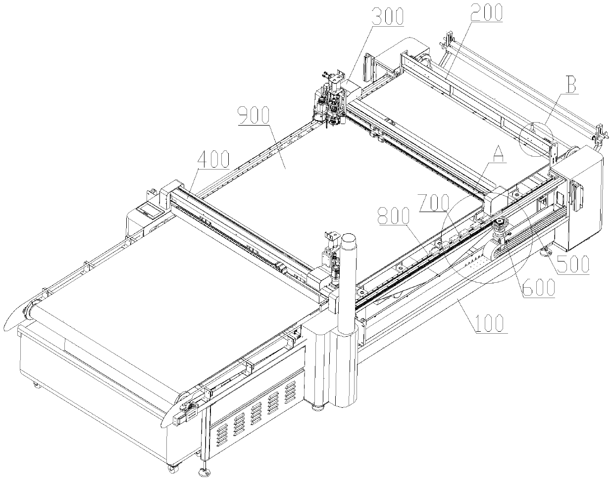 Cloth pulling and feeding mode of cutting machine and cloth pulling and feeding device of cutting machine