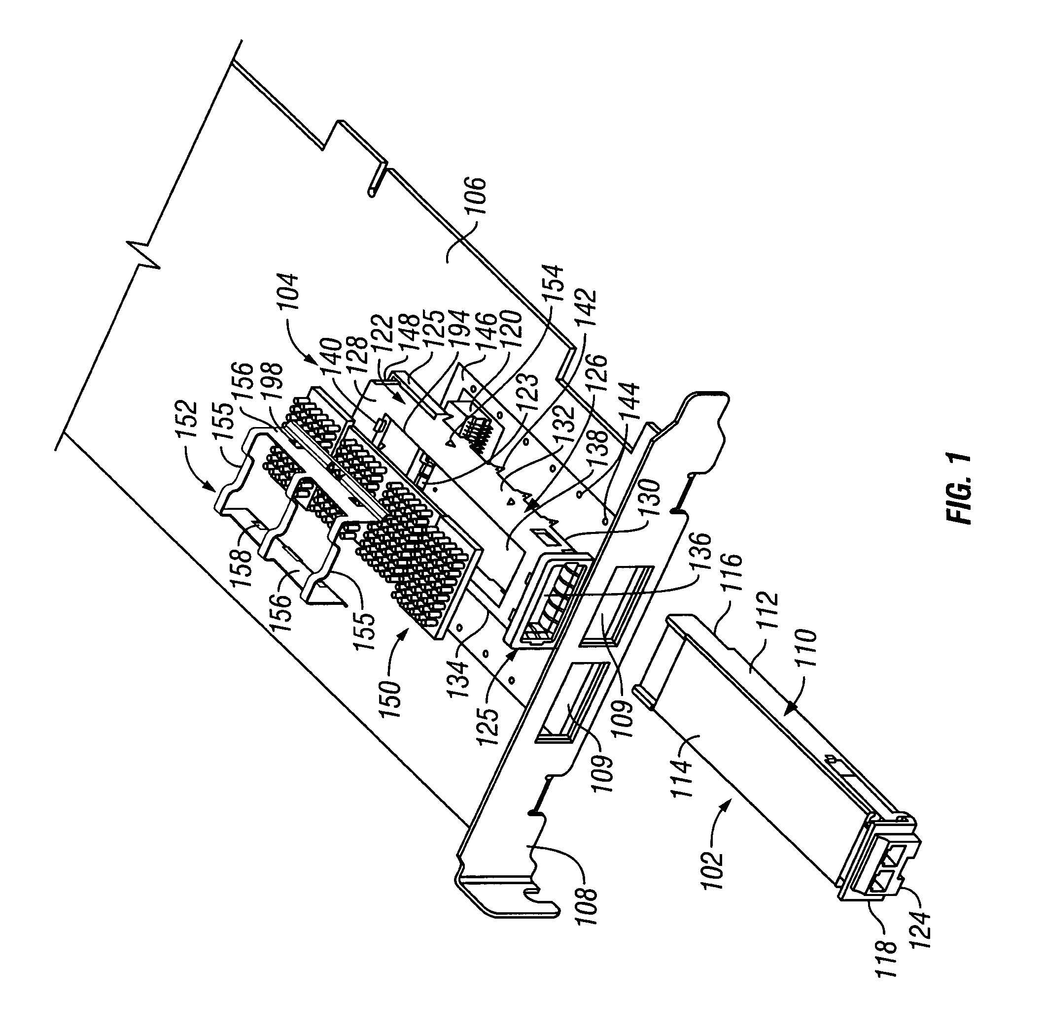 Receptacle assembly having shielded interface with pluggable electronic module