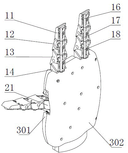 Underactuation type anthropopathic three-finger manipulator