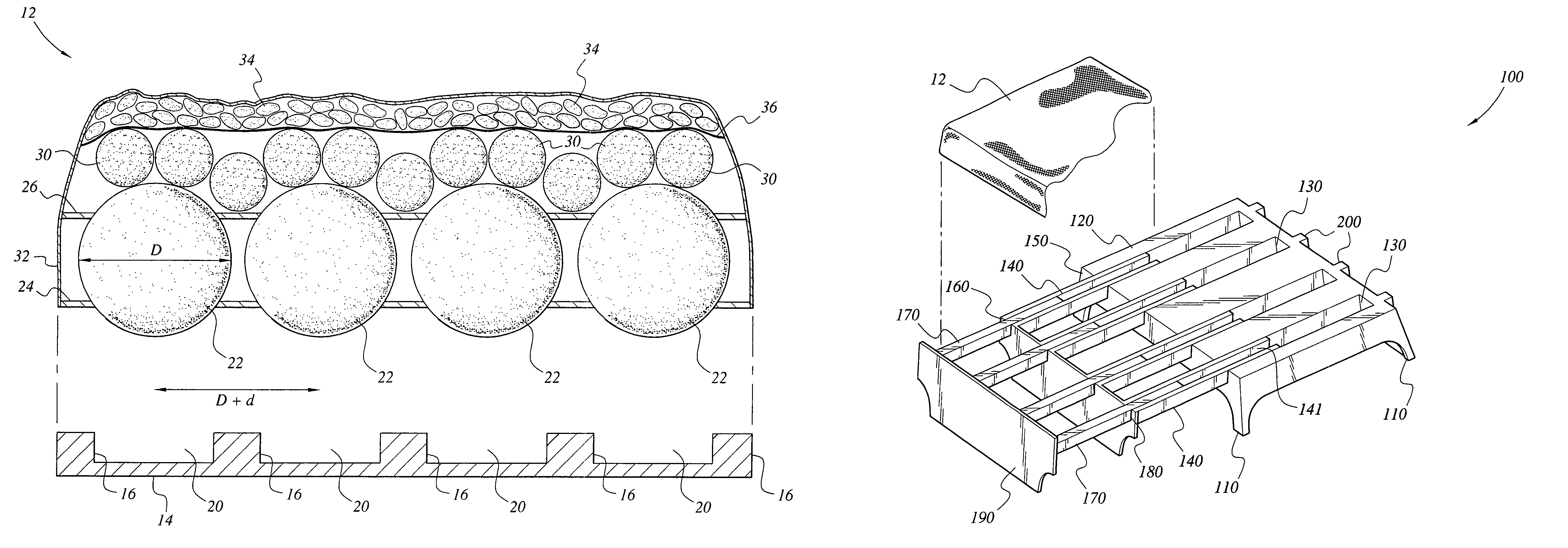 Sectional non-slip mattress and support frame therefor