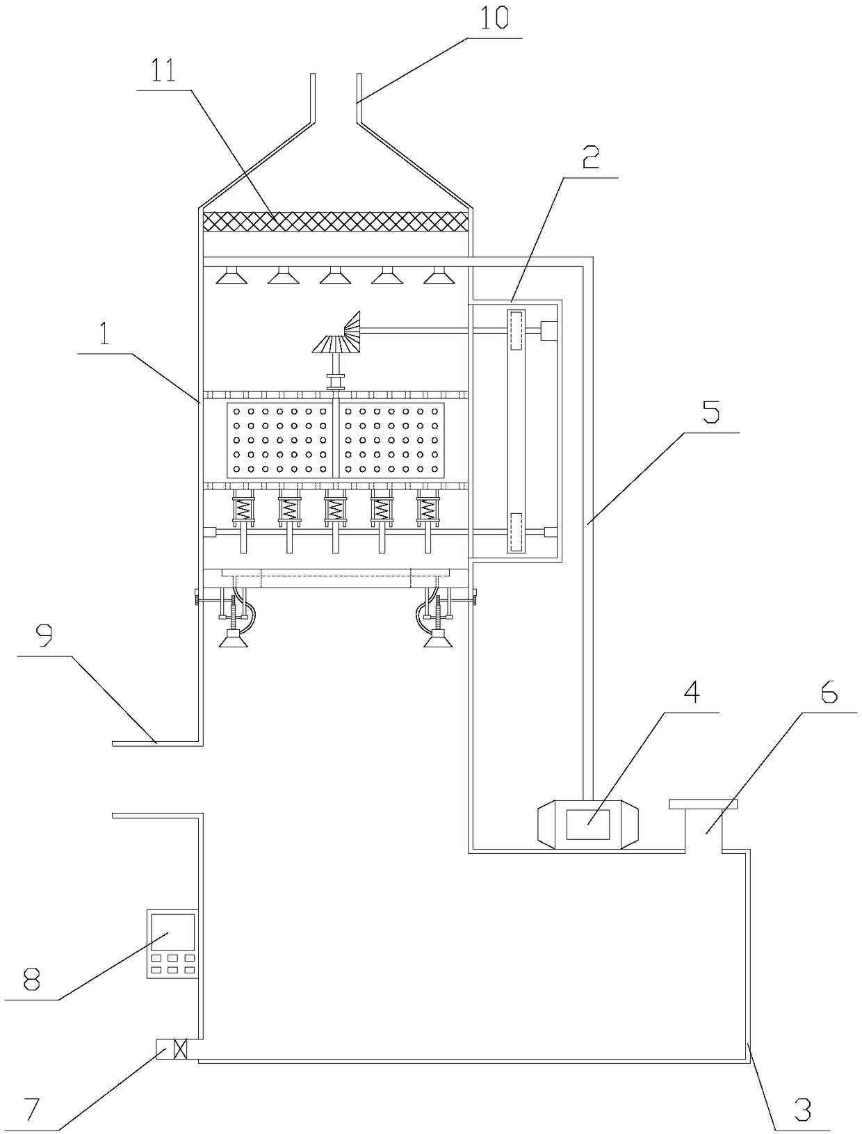 Wall-flow preventing spray tower