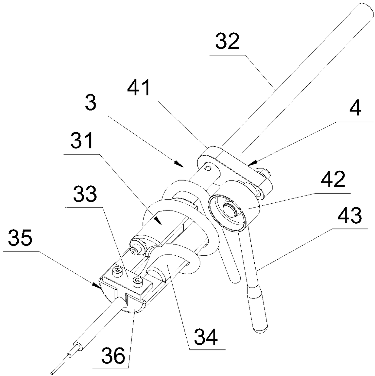 Molding device used for eccentric spiral optical cable tail fiber as well as molding method