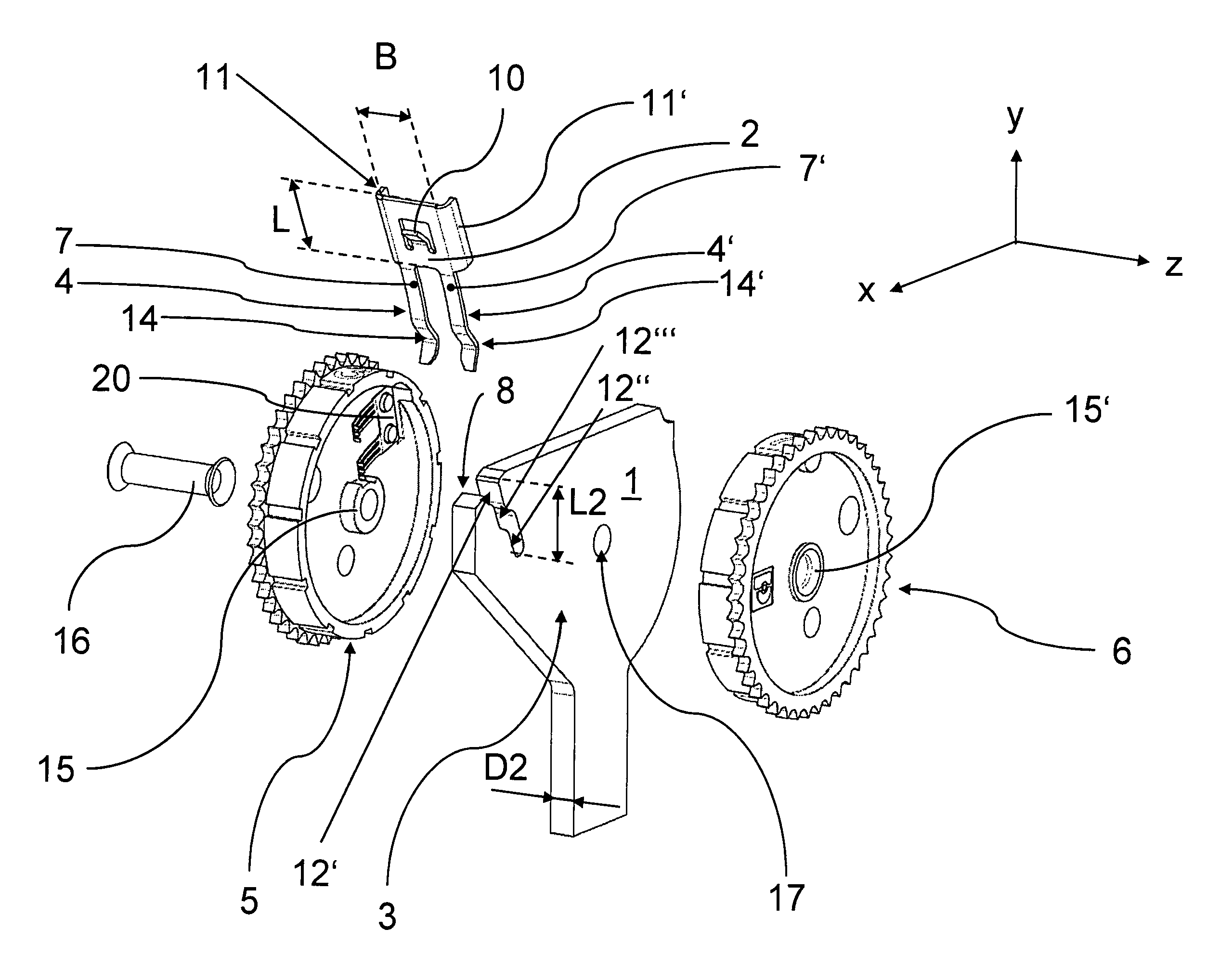 Locking device for adjusting element