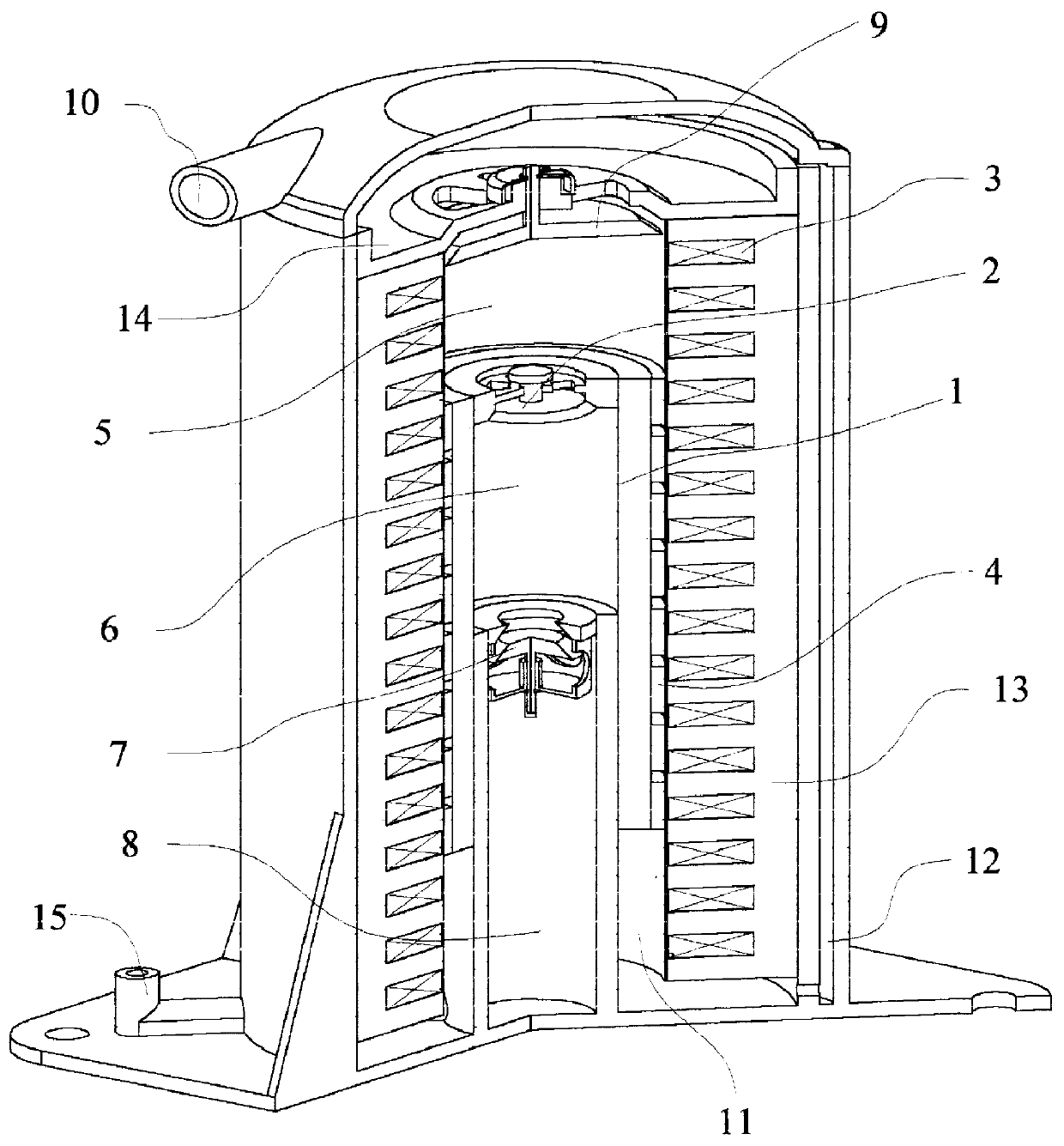 Linear compressor or pump with integral motor