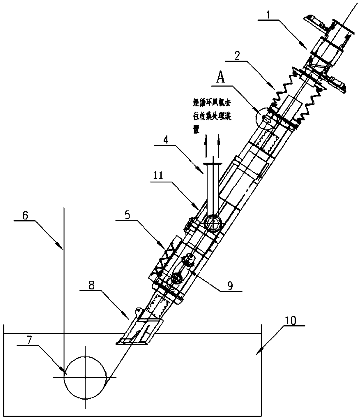 Hot-dip galvanizing furnace nose with zinc ash blowing and diffusing treatment function