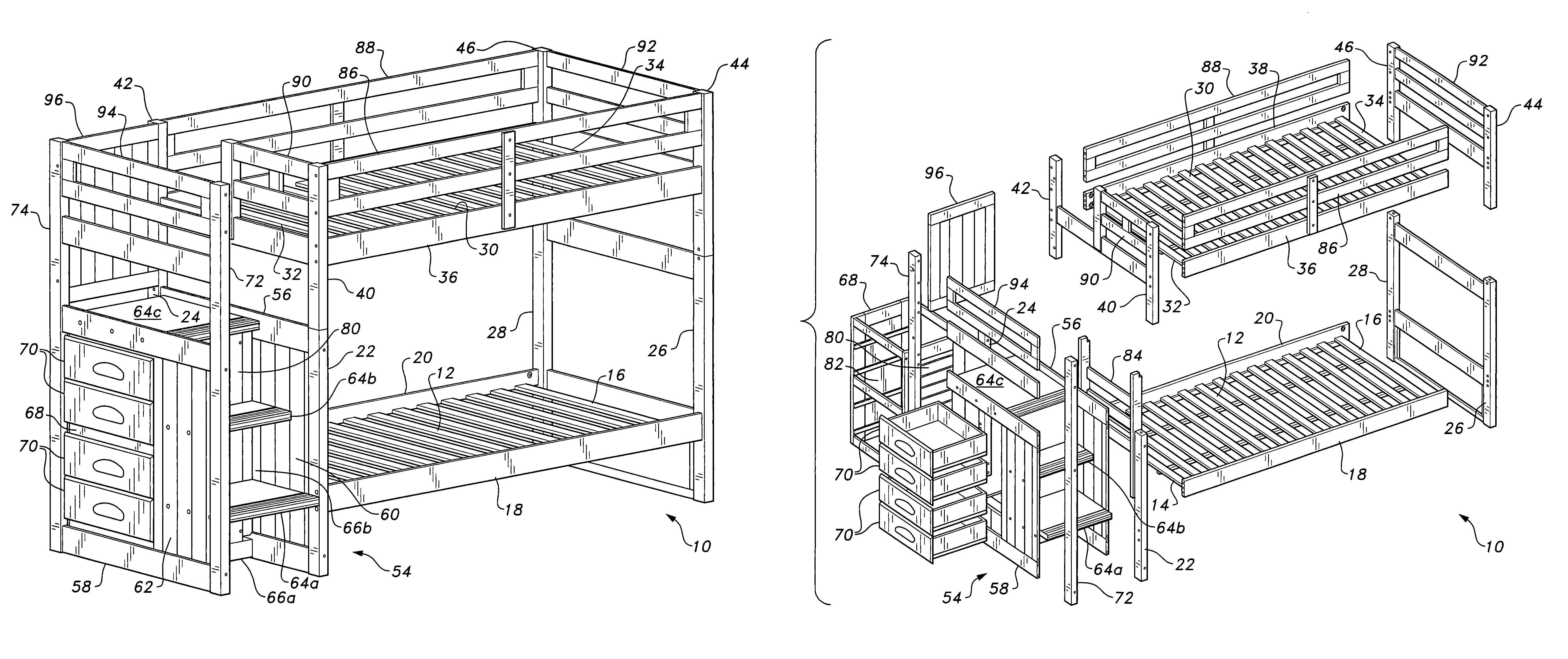 Bunk bed with integral staircase