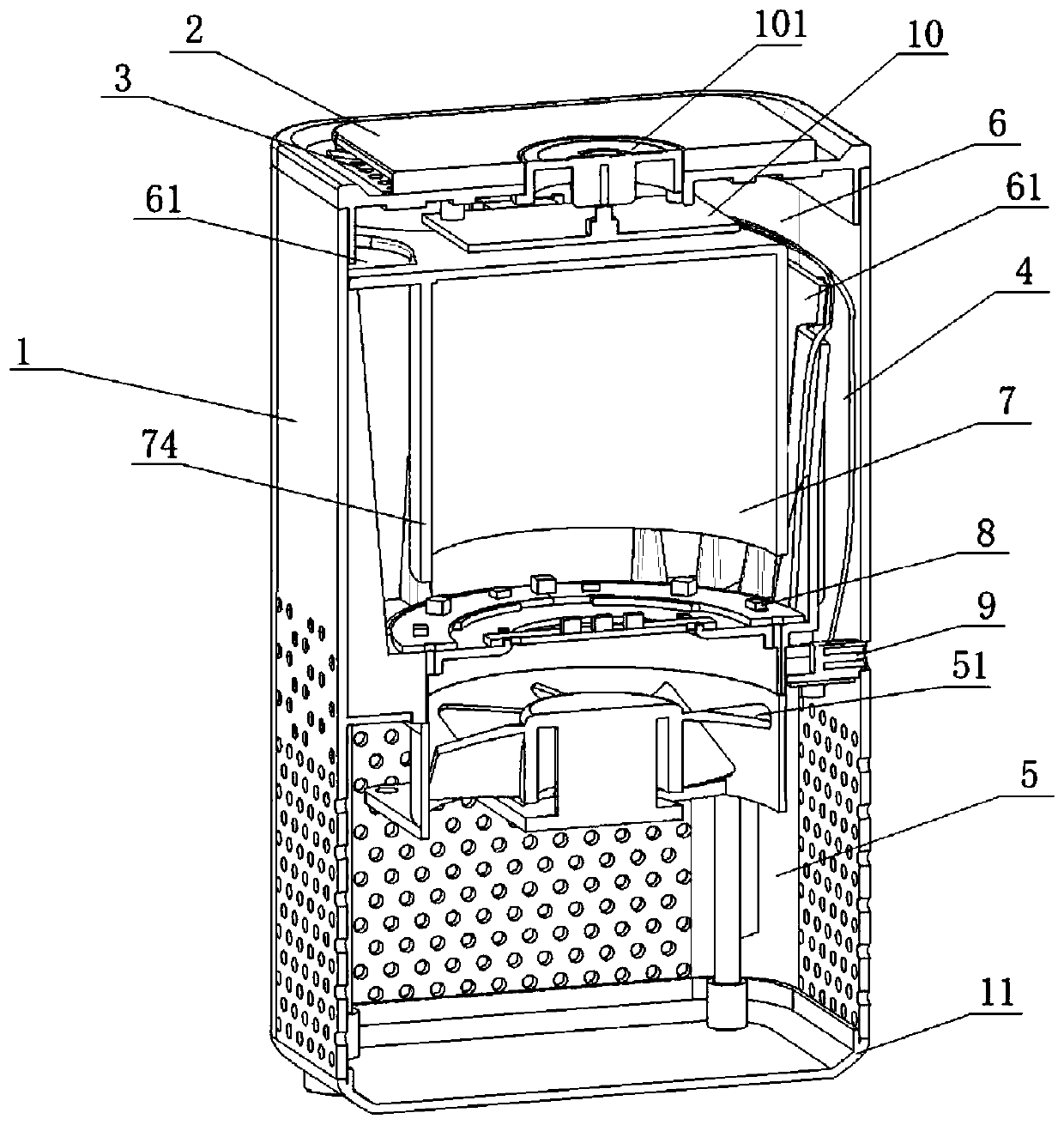 Air purifier with sterilizing and formaldehyde removing effects