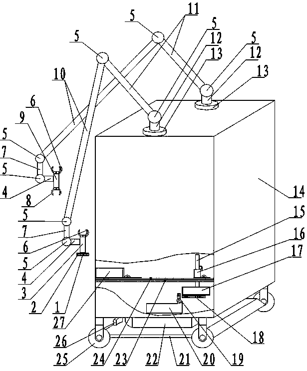 Double-clamping-arm floor sweeper