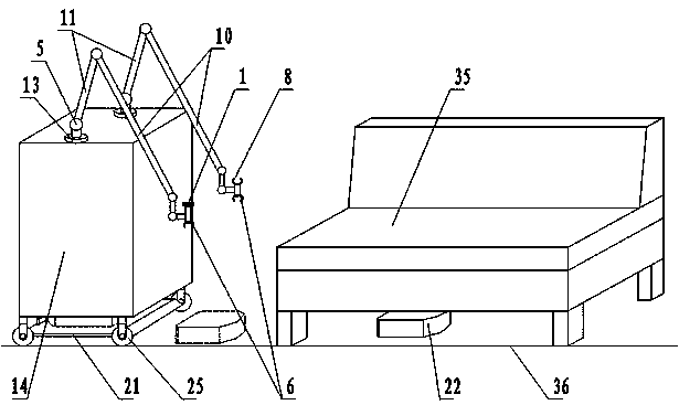 Double-clamping-arm floor sweeper