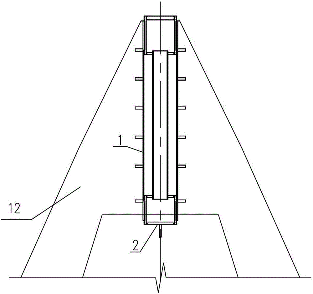 Built-in installation platform for bridge tower lightning rod and method for installing lightning rod with it