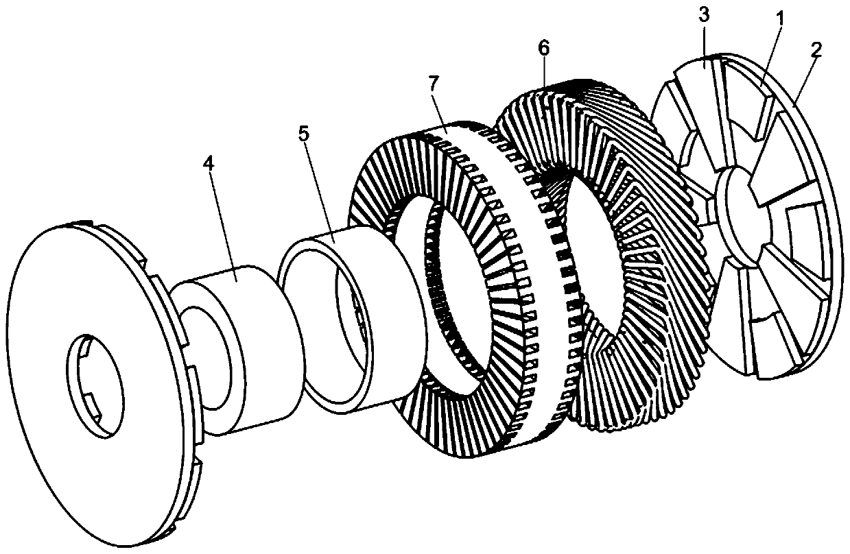 Drum-type distributed winding axial hybrid excitation motor