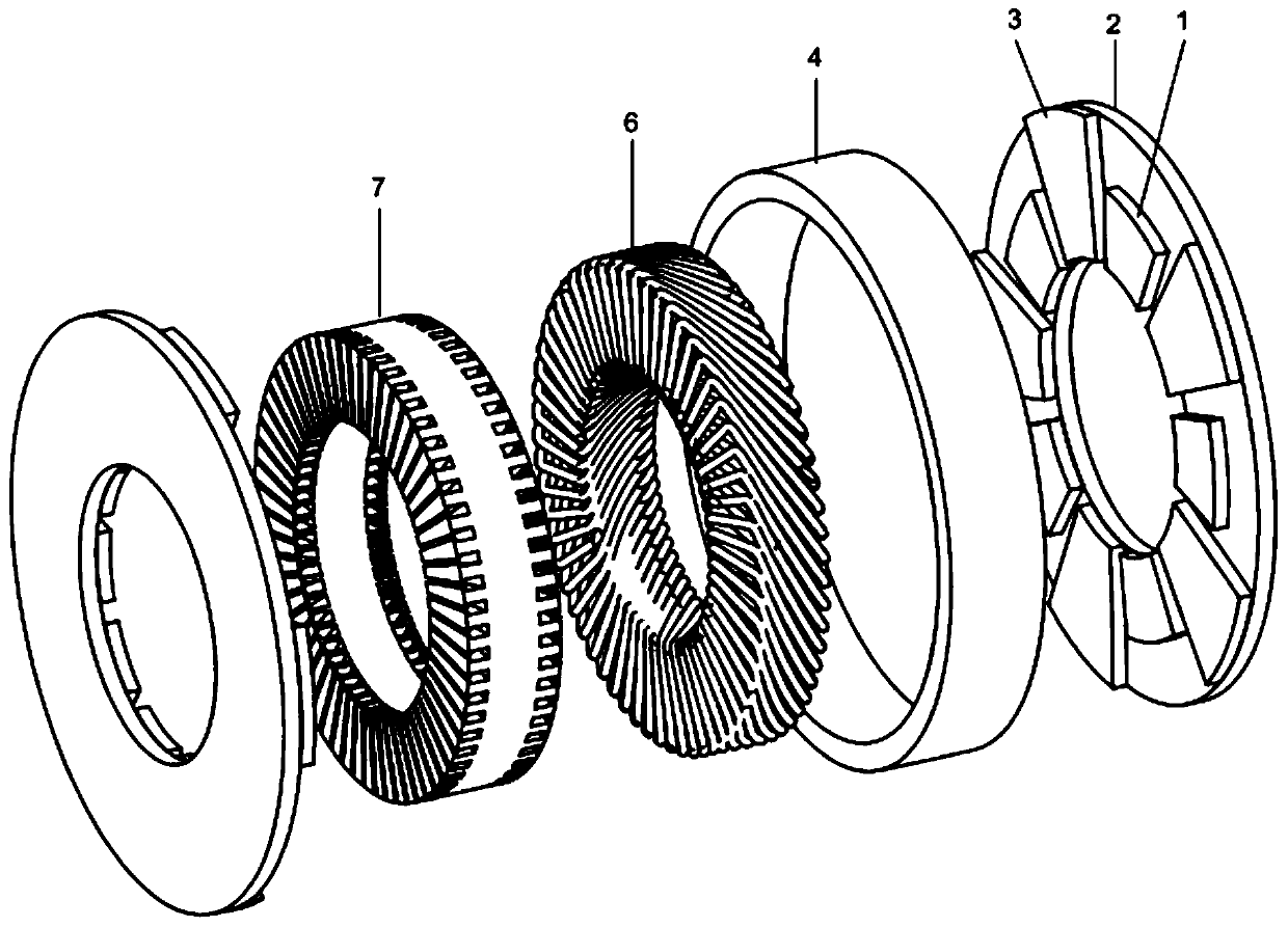 Drum-type distributed winding axial hybrid excitation motor