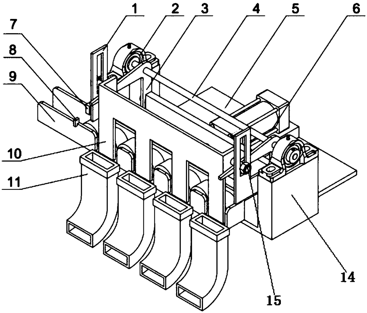 A plunger-shaped multi-channel material distribution device