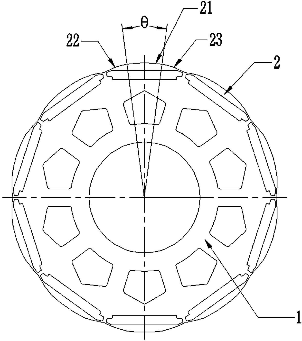 Permanent magnet embedded rotor iron core, motor rotor and motor