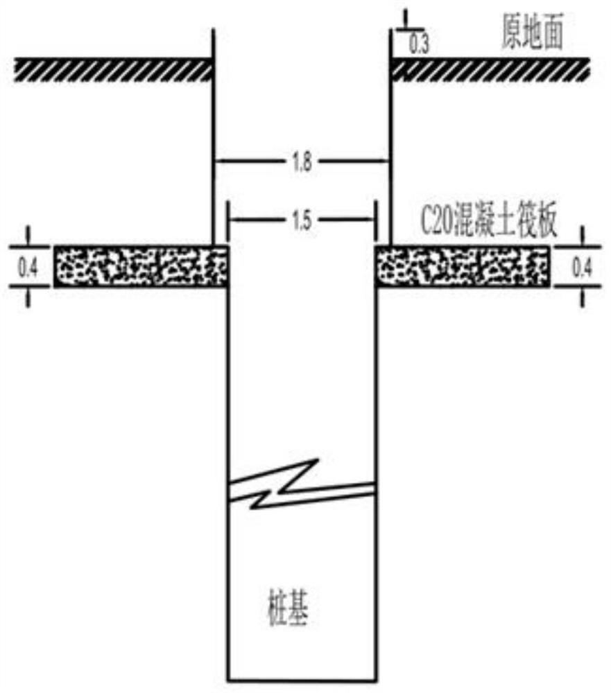 Collapsible loess section raft bearing pile casing cast-in-situ bored pile construction method