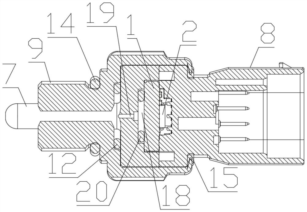 Pressure and temperature sensor for oil