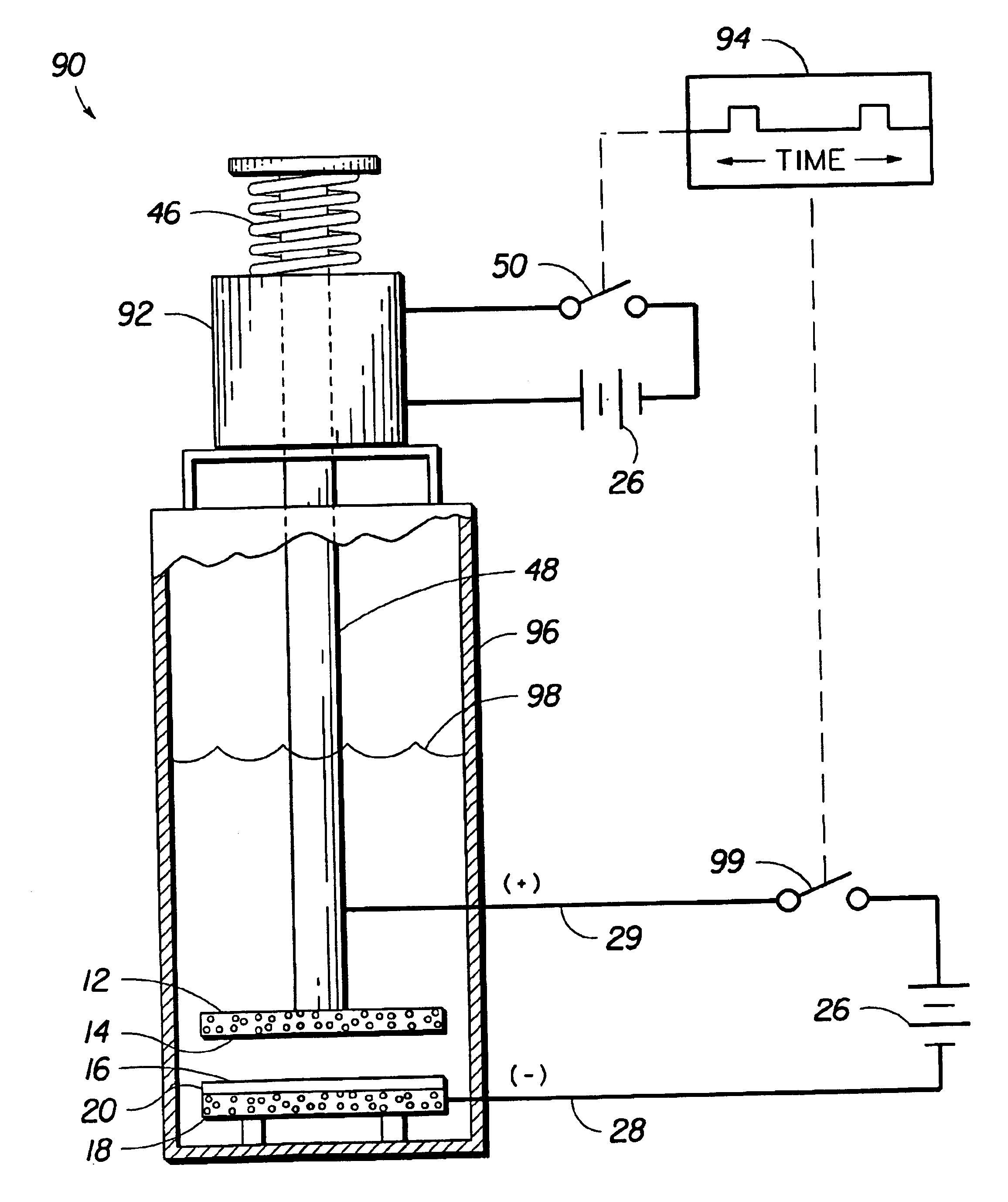 Electrochemical apparatus with retractable electrode