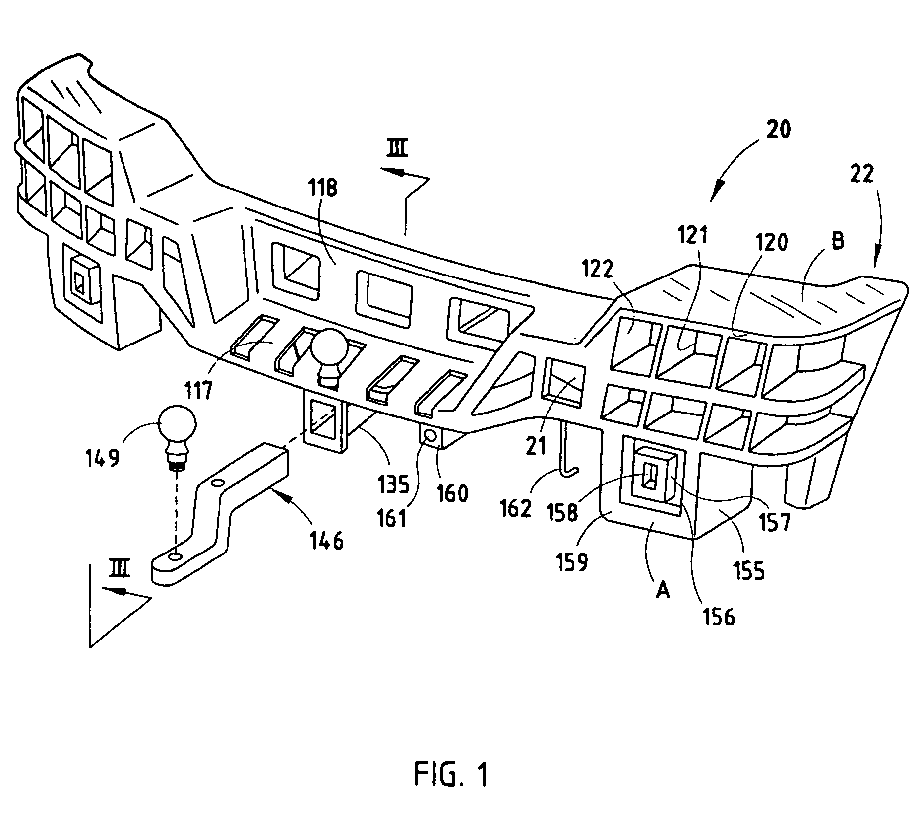 Bumper with energy absorber forming useful features