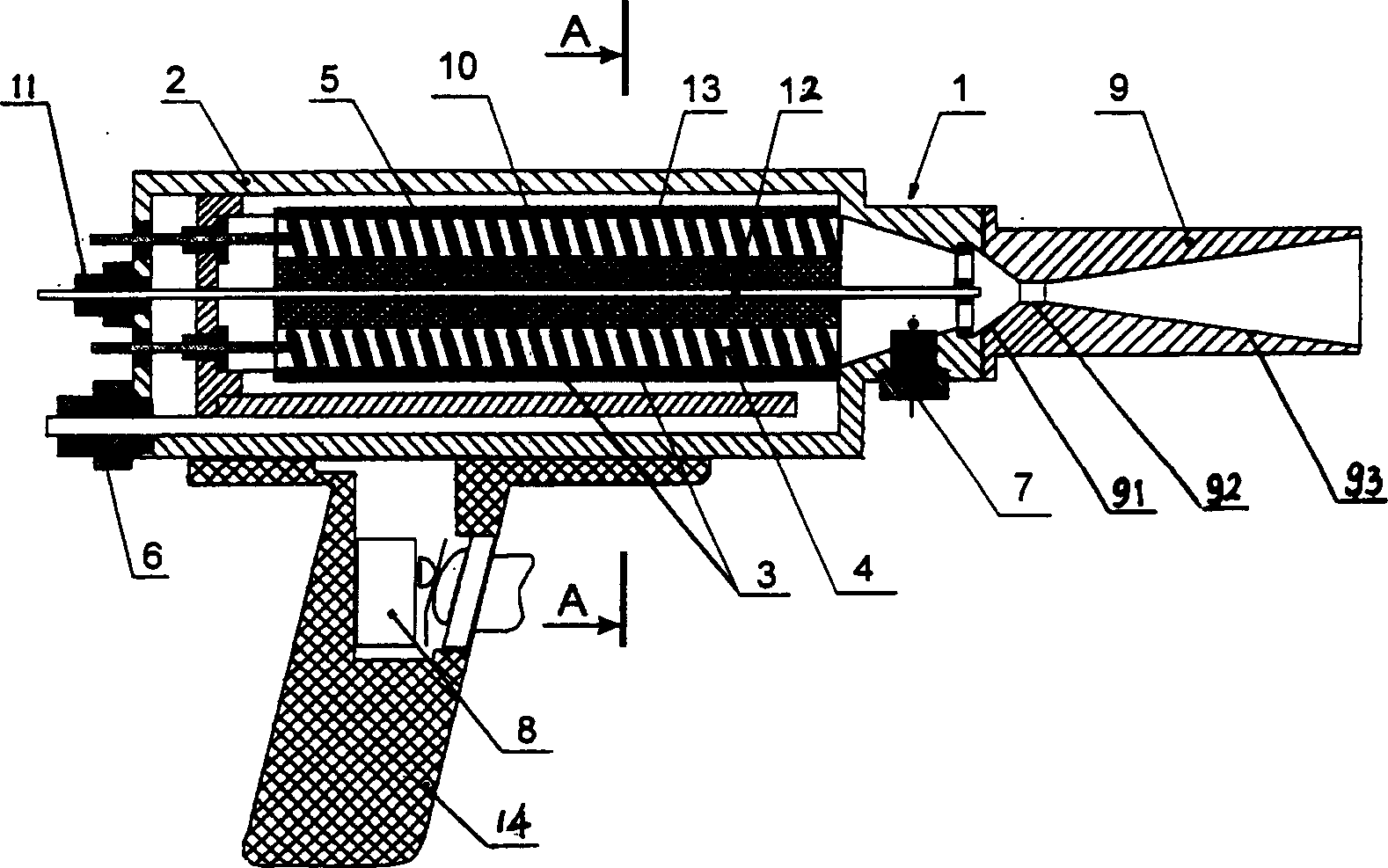 Pneumatic powder spraying apparatus