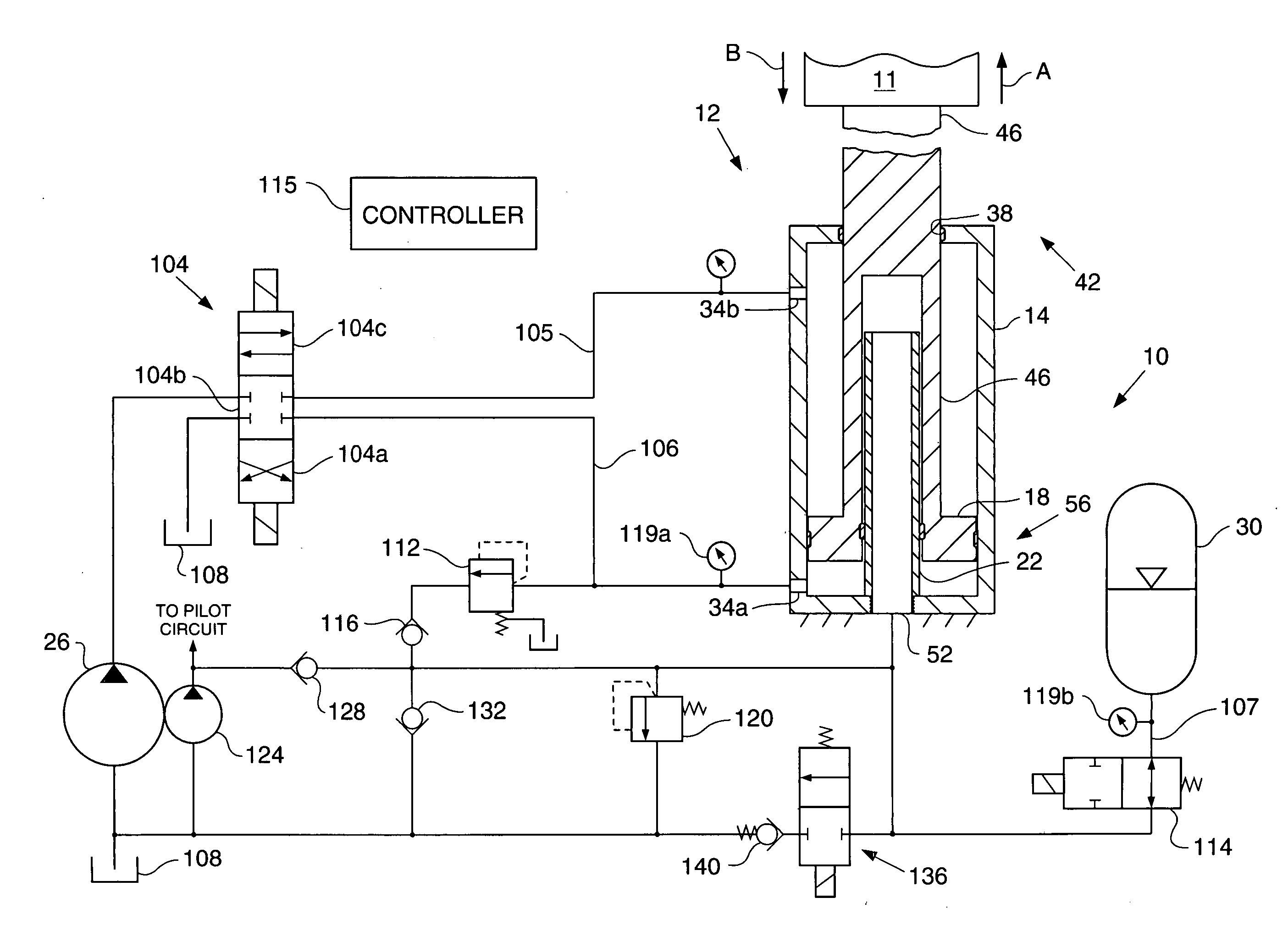 Cylinder with internal pushrod