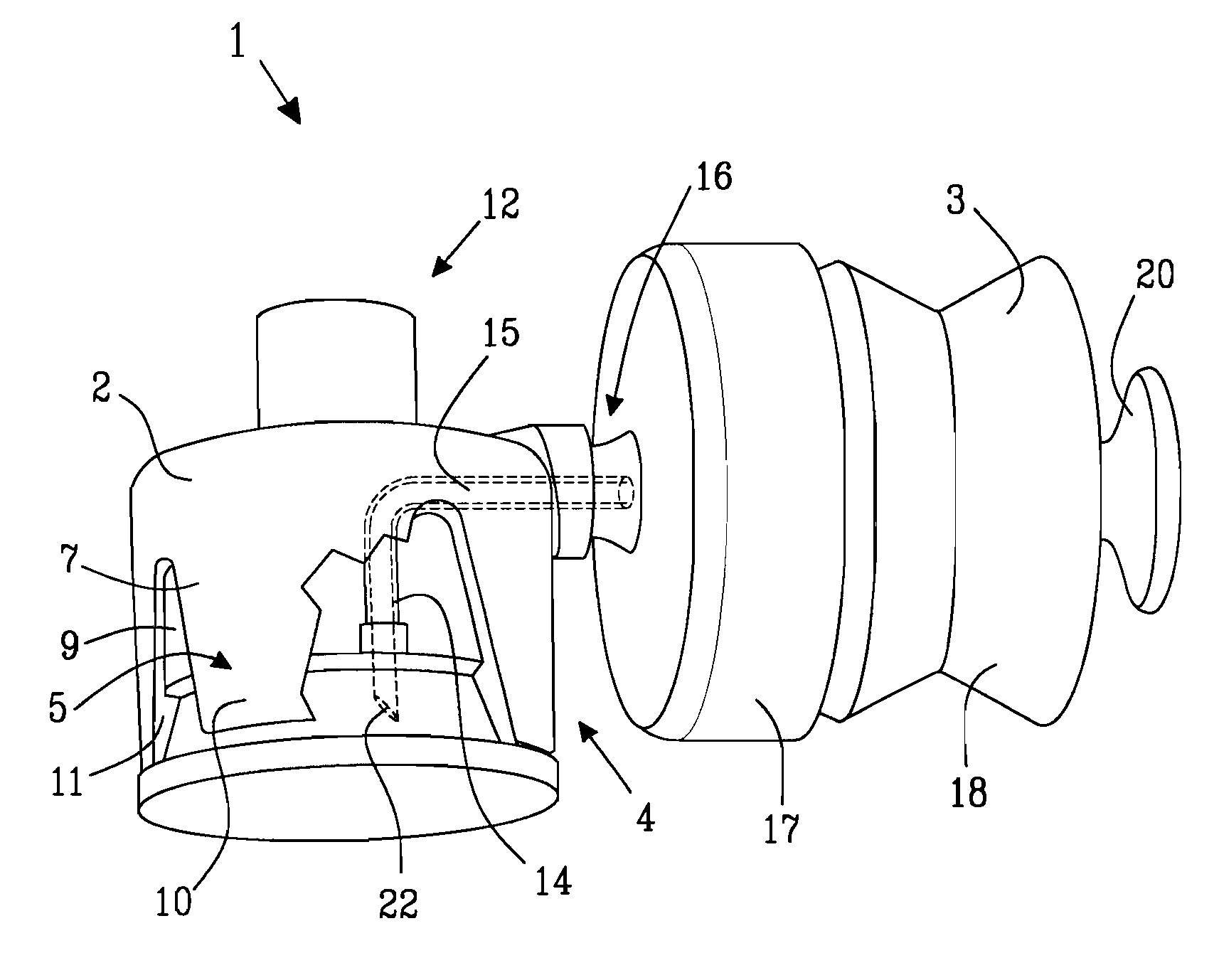 Device for providing fluid to a receptacle