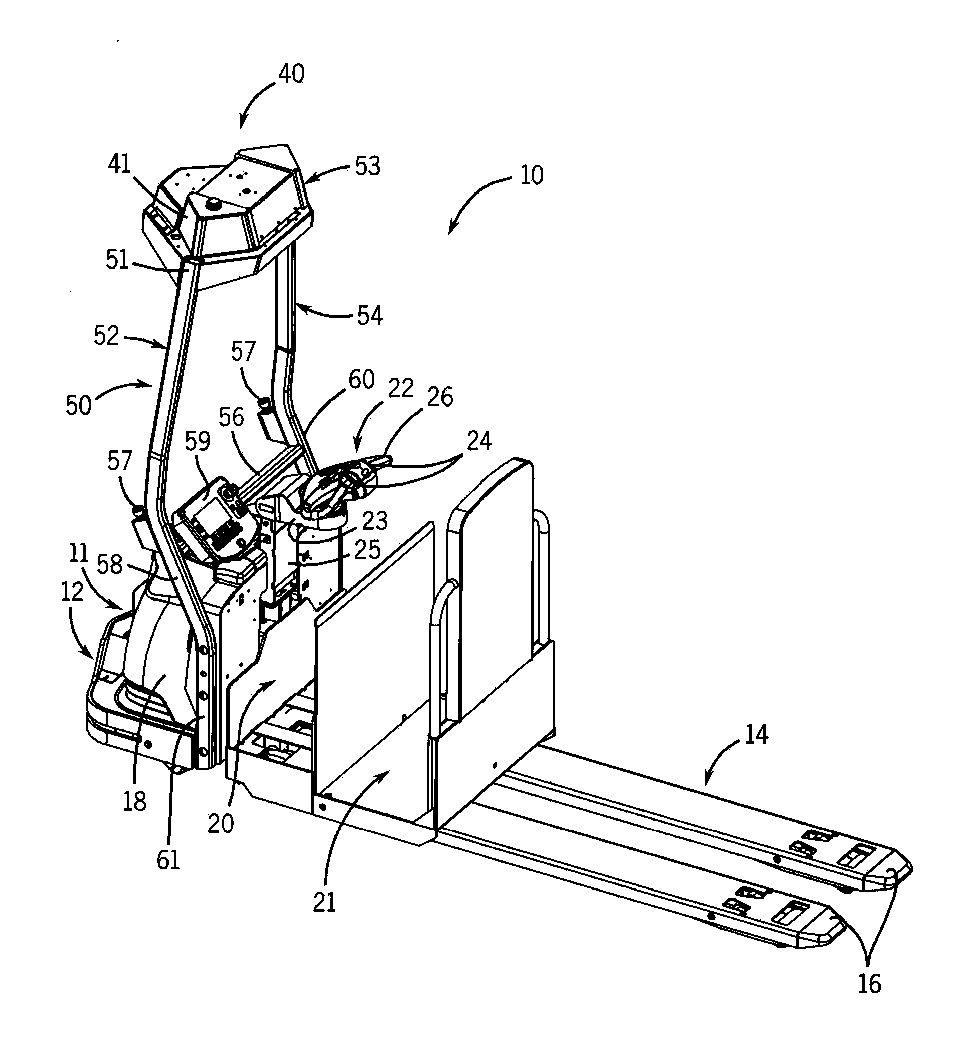 Mast and integral display mount for a material handling vehicle