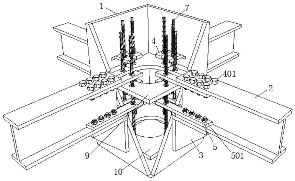 Full-bolt socket and spigot type beam column connecting structure of fabricated steel concrete