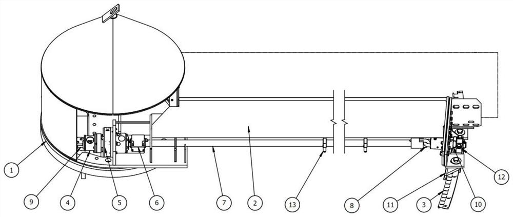 Rail type revolution driving mechanism of bin discharger