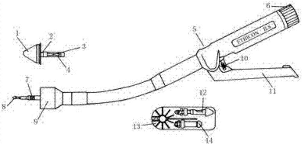 Totally-laparoscopic circular stapler nail anvil embedding device and manufacturing method