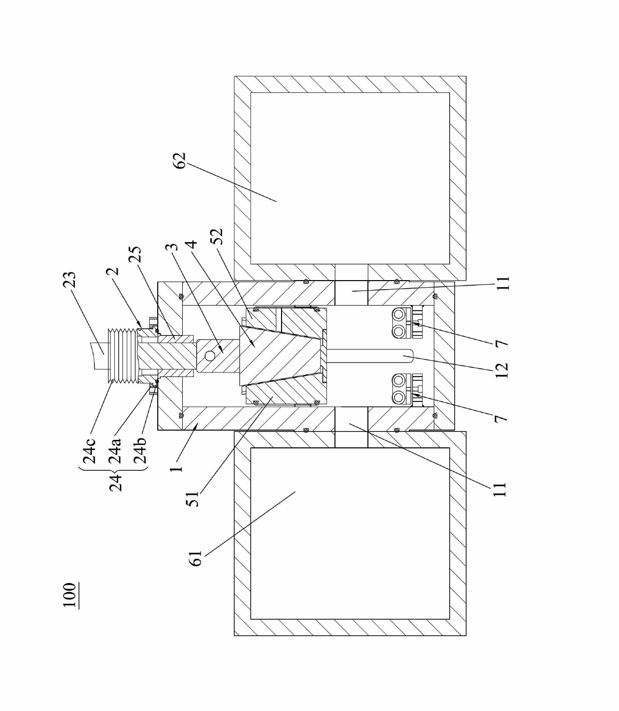 Single-surface sealed and two-way pressure bearing vacuum gate valve device