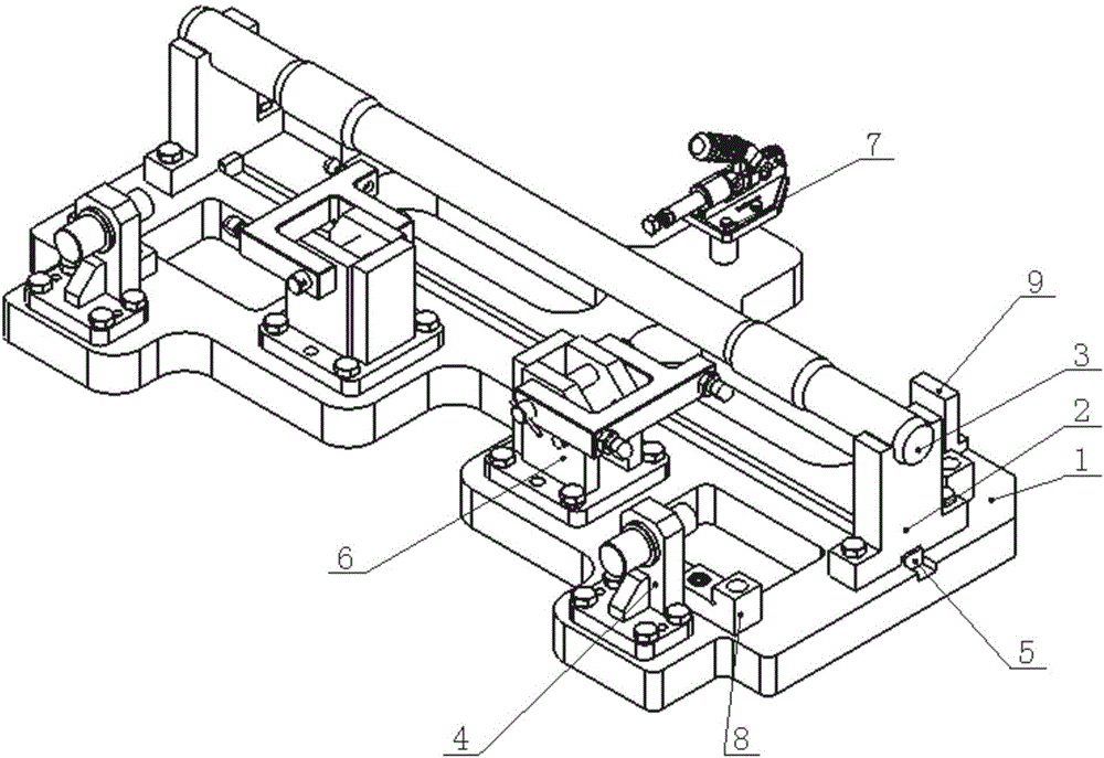 Positioning device used for assembling lower beam assembly of outer portal frame