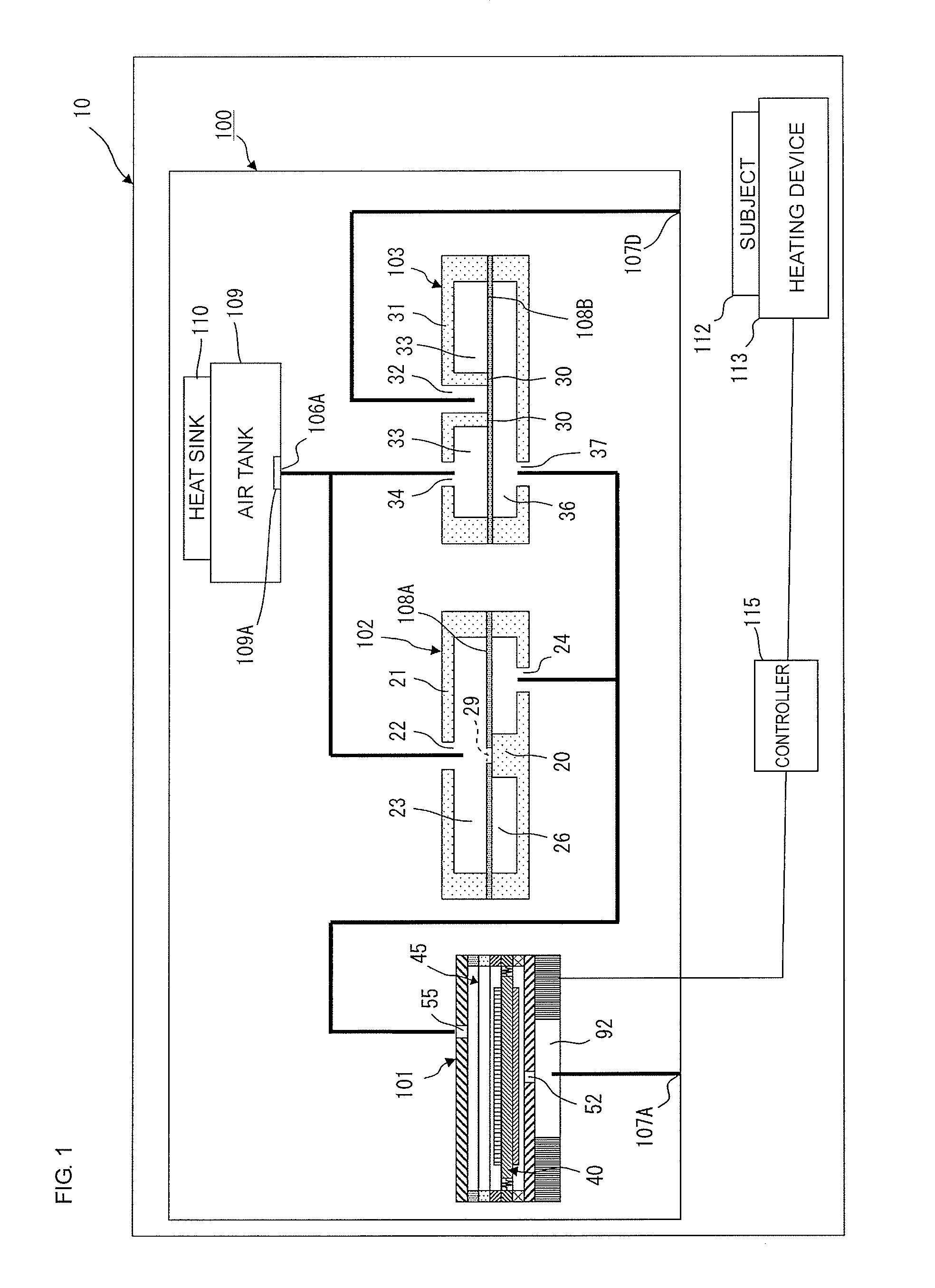 Cooling device and heating and colling apparatus