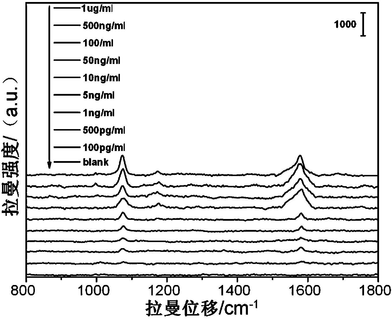 SERS (Surface Enhanced Raman Spectroscopy) method for detecting alpha fetal protein based on probe-marked immunogold and magnetic composite materials