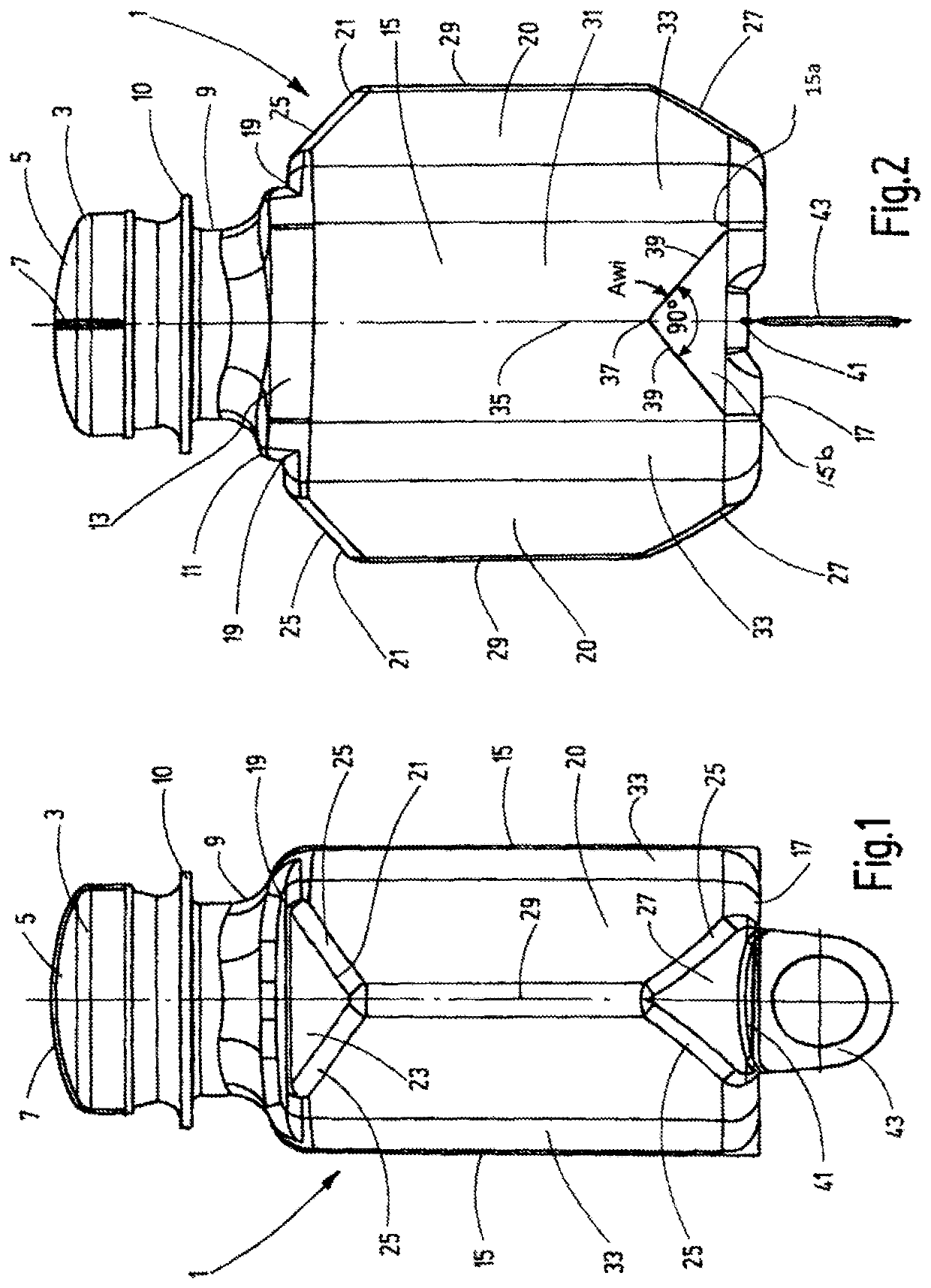 Container consisting of plastic material, and method for producing a container of this type