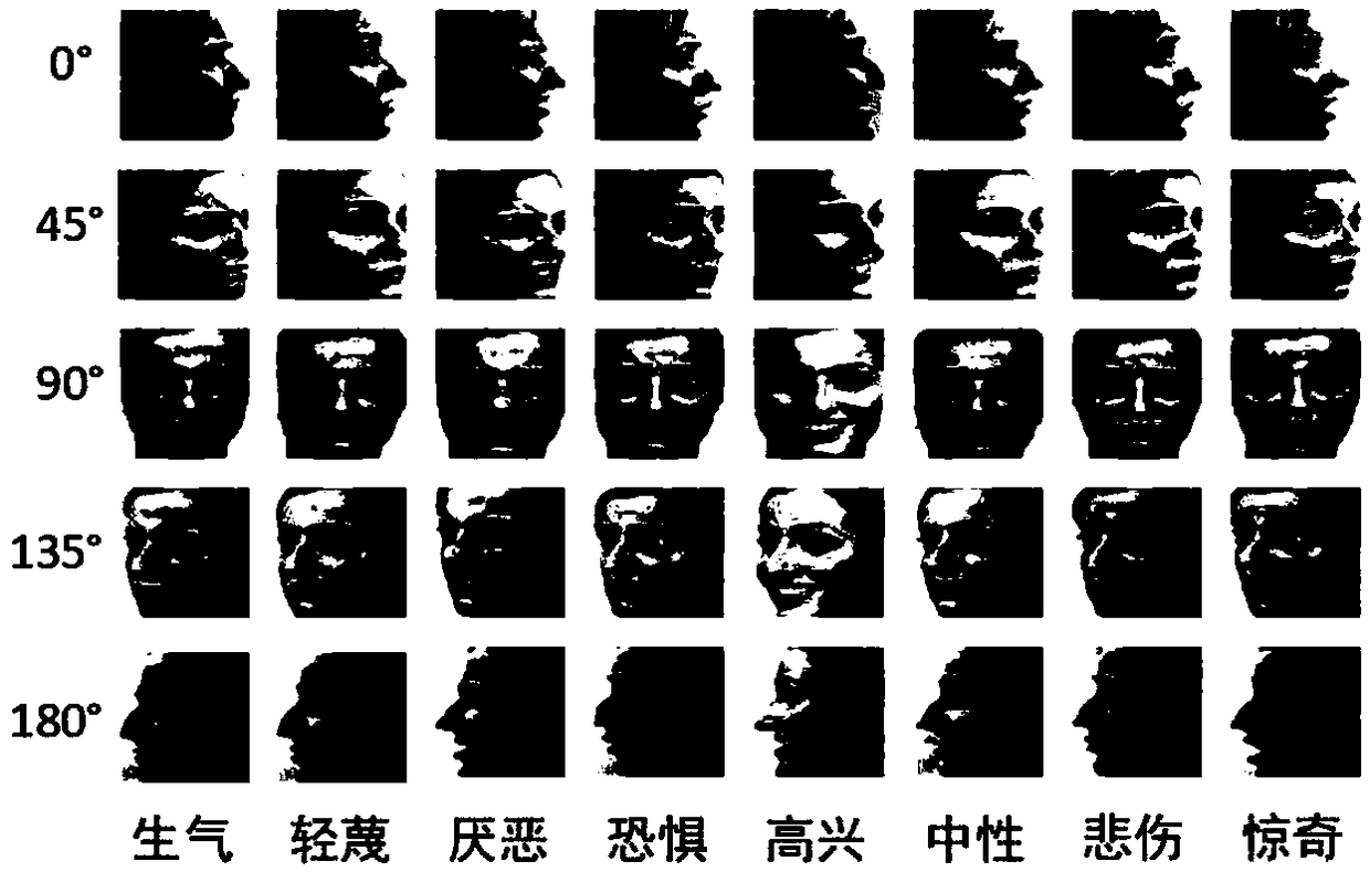 Multi-angle facial expression recognition method under natural state