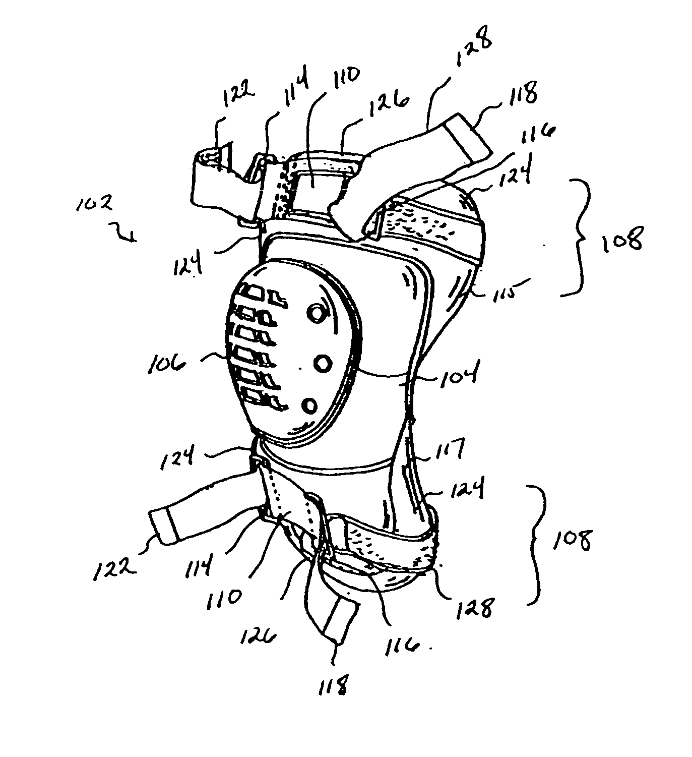 Kneepad having a sling strap system